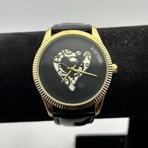 Gold & Black Heart Watch